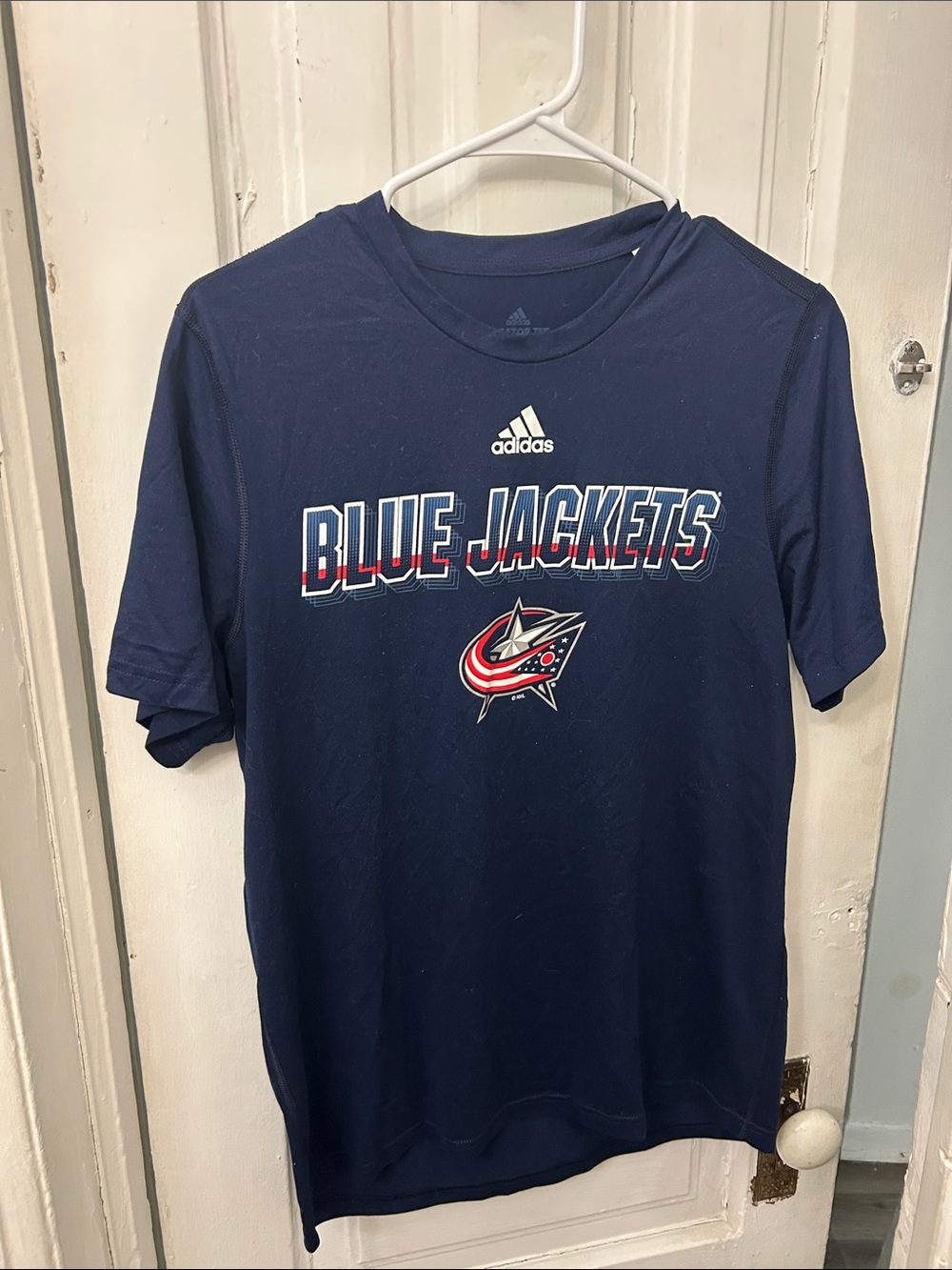 adidas Navy Blue 'Blue Jackets' Graphic Tee